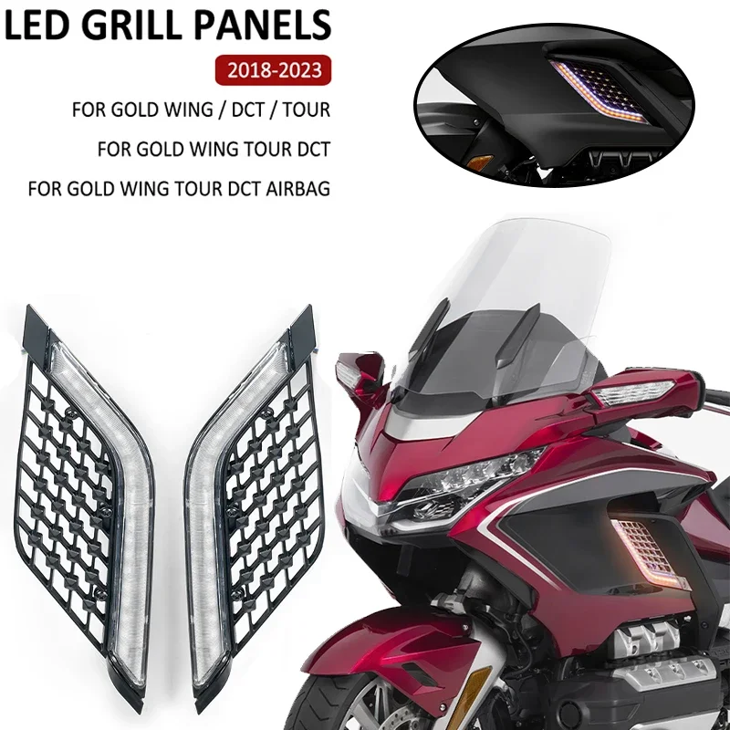 

For Honda Goldwing Gold Wing GL1800 Tour DCT Airbag 2018-2023 Motorcycle LED Light Radiator Grill Panels Decorative Light Lamp