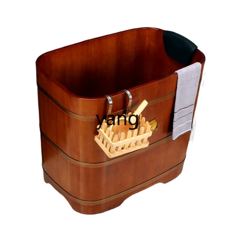 

Yjq Oak Small Apartment Home Bath Solid Wood Adult Body Bath Bucket