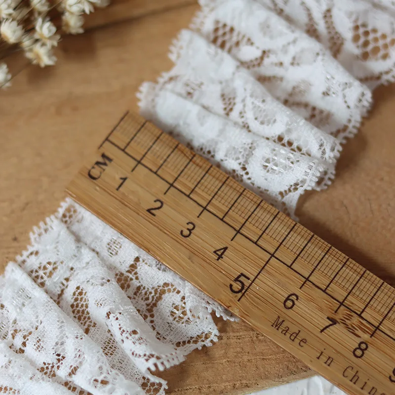 2 Meters Soft and High-quality White Pleated Lace Fabric Clothing Accessories Collar and Cuff Decorations Handmade Materials