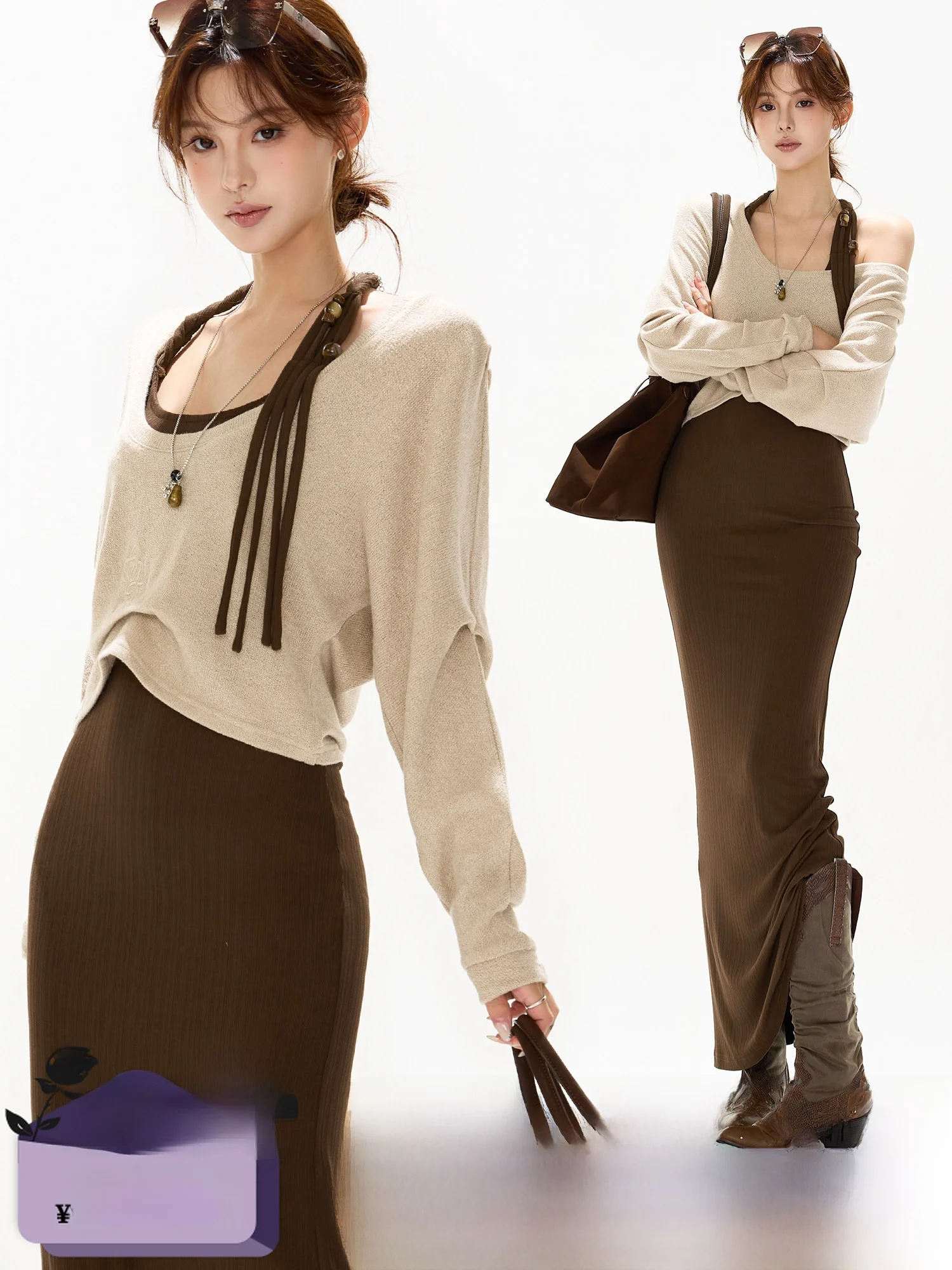 

CYNR Original Design Lazy Casual Large U-Ne Oblique oulder Batwing Sve Knitted Cover up Loose Slimming ort Top