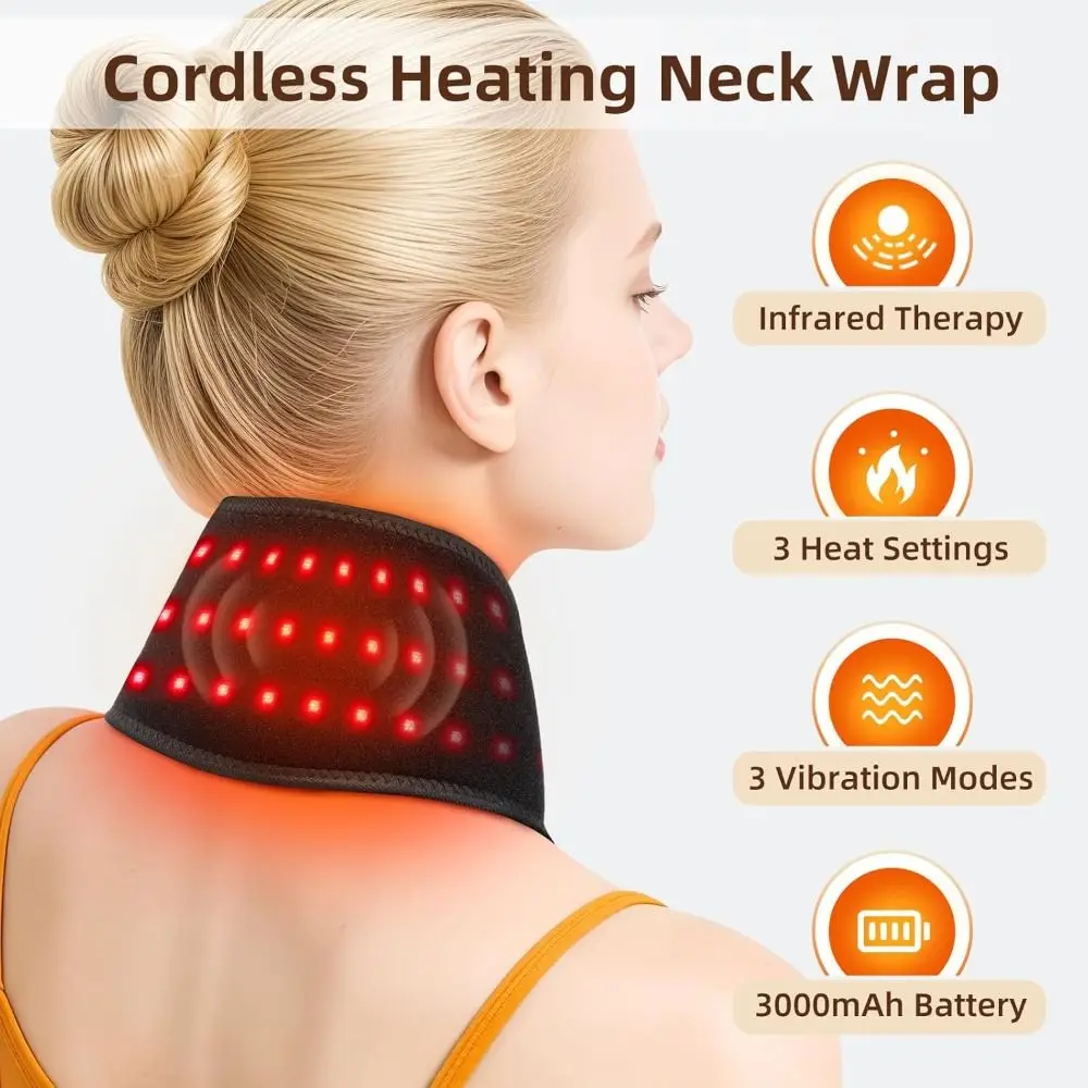 Heat Cordless Heating Massage Wrap 3-level Heat Vibration Vibration Massager Neck Wrap Rechargeable Extended Strap