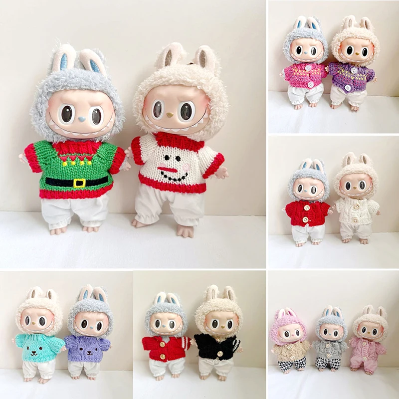 1Set Outfit Accessories For Labubu Idol Dolls Sweater Pants Clothing DIY Kid Gift 17cm Cute Mini Plush Doll\'s Clothes