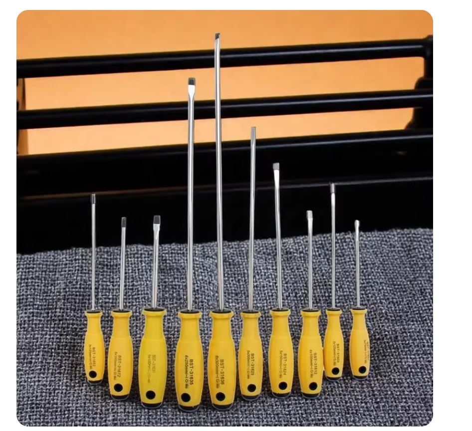 BESTIR Tool CR-MO Steel High Quality Slotted/Phillips Screw Drivers Durable TPR Handle 3x75mm Home Appliance Repair Tool