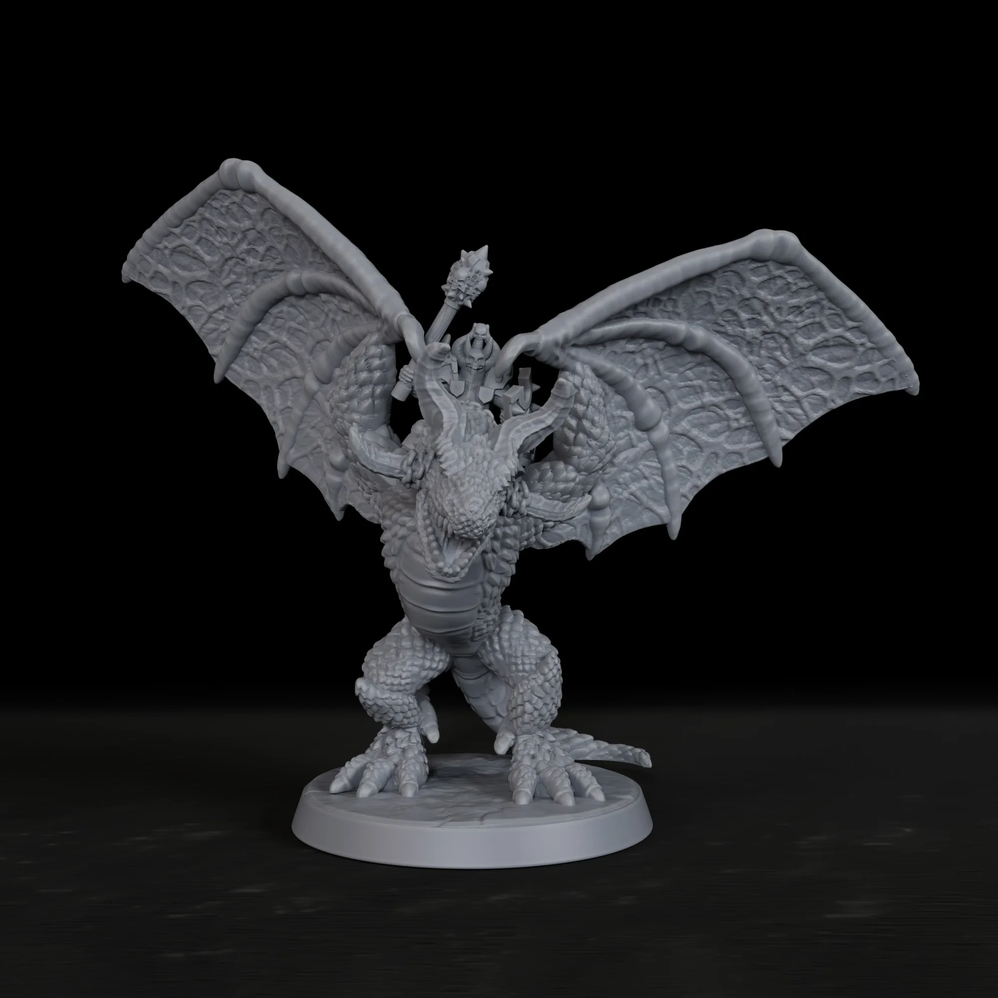 RPG Knight on Wyvern Miniature Set - Unpainted TTRPG Dragon  Figure, Removable Base, Ideal for Fantasy Diorama Terrain Scenarios