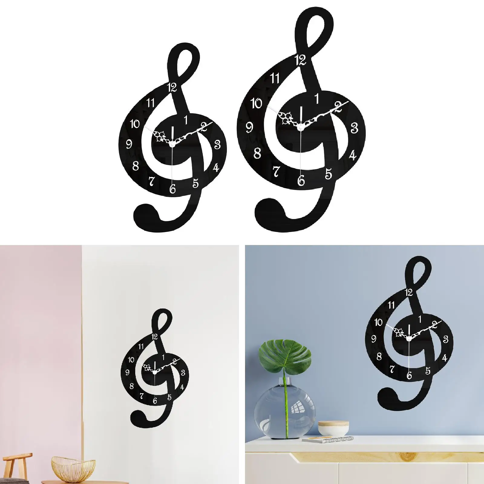 Hanging Music Note Wall Clock for Living And Educational Settings
