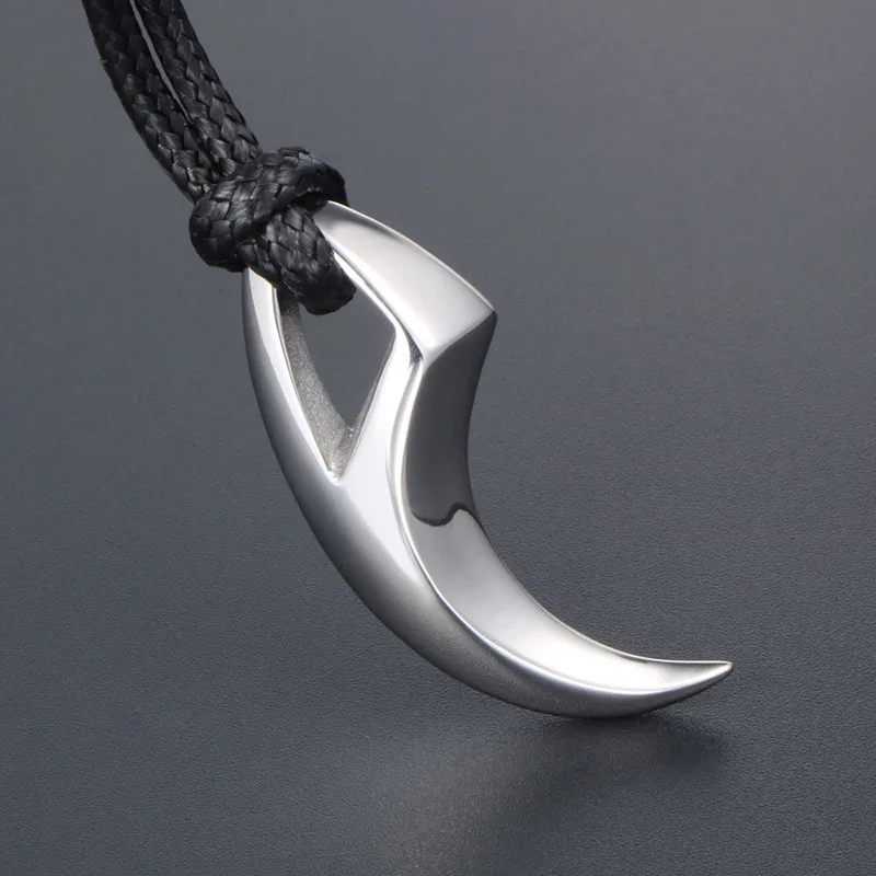 

Vintage Stainless Steel Viking Wolf Tooth Necklace Pendant Men Women Fashion Norse Wolf Tooth Leather Rope Necklace Jewelry