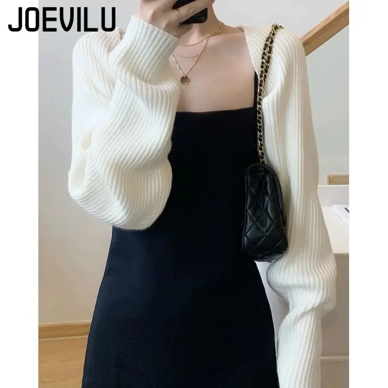 

JOEVILU French Style Knitted Cardigan Women's Shawl Wearing Loose Top Over Camisole Spring and Autumn Jacket Y2k Fashion Clothes