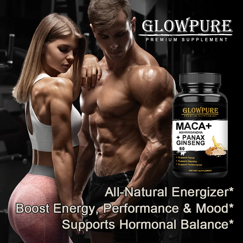 Organic Maca Ashwagandha Booster Capsule Supports Men Health, Energy and Endurance, Muscle Mass