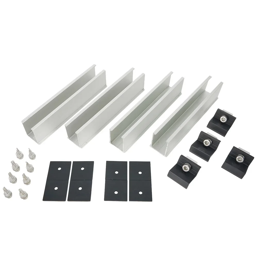 

For Solar Panel Rails 4/6/8Pcs Aluminium Black+Silver Indoor Outdoor Automotive Camping High-Quality Materials
