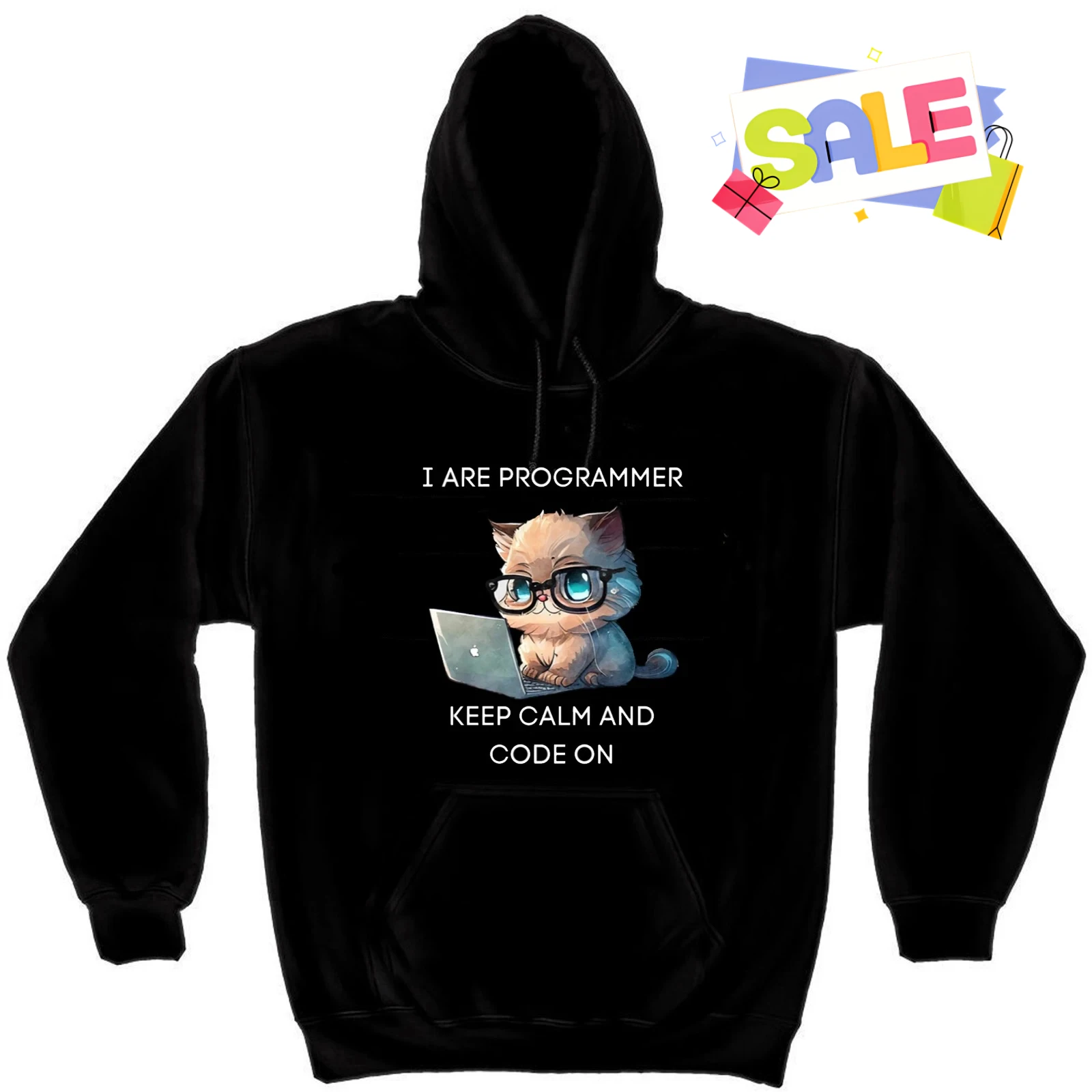 

Сохраняйте спокойствие и кодекс. Забавный пуловер с капюшоном для программистов кошек, новые удобные повседневные мужские толстовки из 100% хлопка, уличная одежда