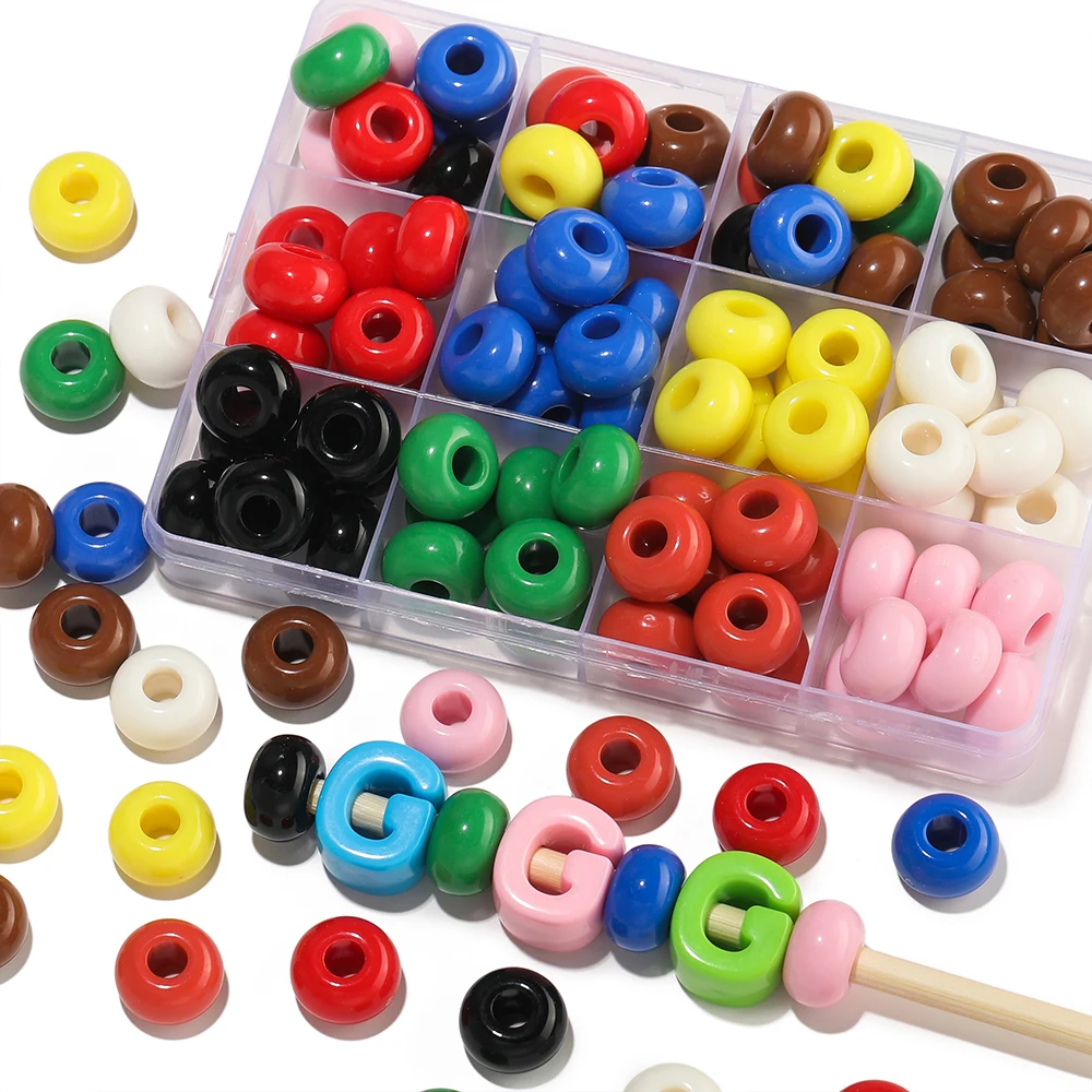 

10pcs/Lot 10x16mm Acrylic Large Hole Beads Colorful Spacer Bead for Jewelry Making DIY Bracelet Necklace Accessories