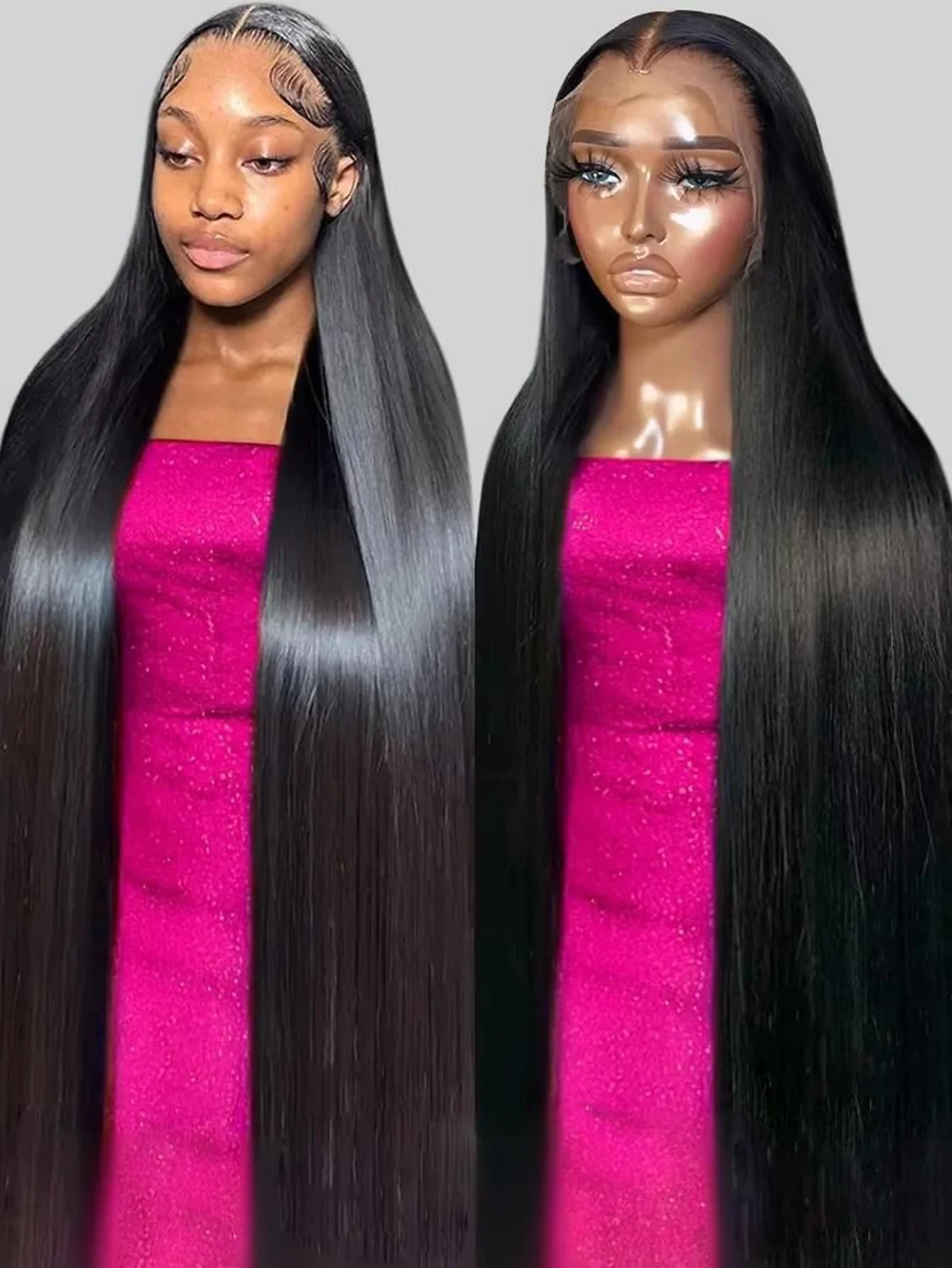 40 42 Polegada 13x6 hd osso transparente em linha reta peruca dianteira do laço 200 densidade perucas frontais do laço brasileiro cabelo humano para mulher