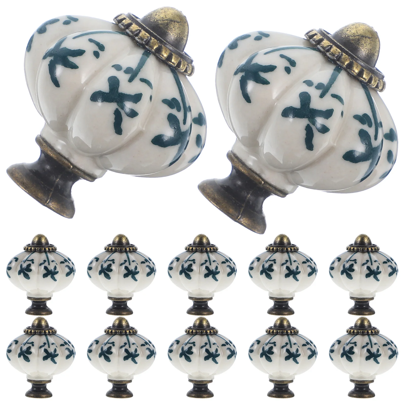 12 шт. изысканные керамические ручки для ящиков, синий и белый дизайн в виде тыквы для шкафов, комодов, декор, винтажные ручки для ящиков