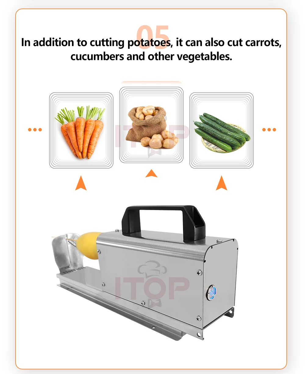 ITOP Potato Tower Machine Stretchable Tornado Potato Cutter with 3 Blades For Potato Twist Curly Fries Twist Hot Gog 110V 220V