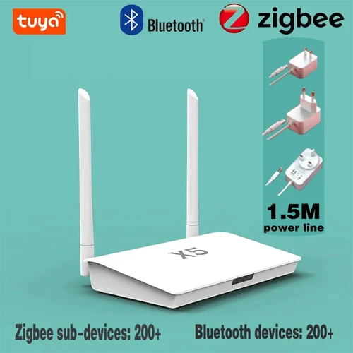 Tuya Zigbee Hub X5/Bluetooth 5.0 Puerta de enlace 2 en 1 Smart Life mejorada con acceso a más de 400 dispositivos y funciona a los pisos
