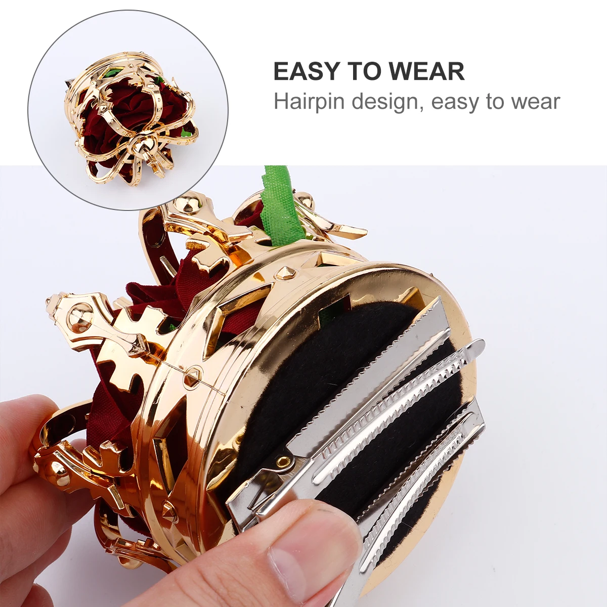 

Golden Crown Hairpin Halloween Headdress Party Queen Costume Accessories Women Masquerade King Mini Headband Baby for Cosplay