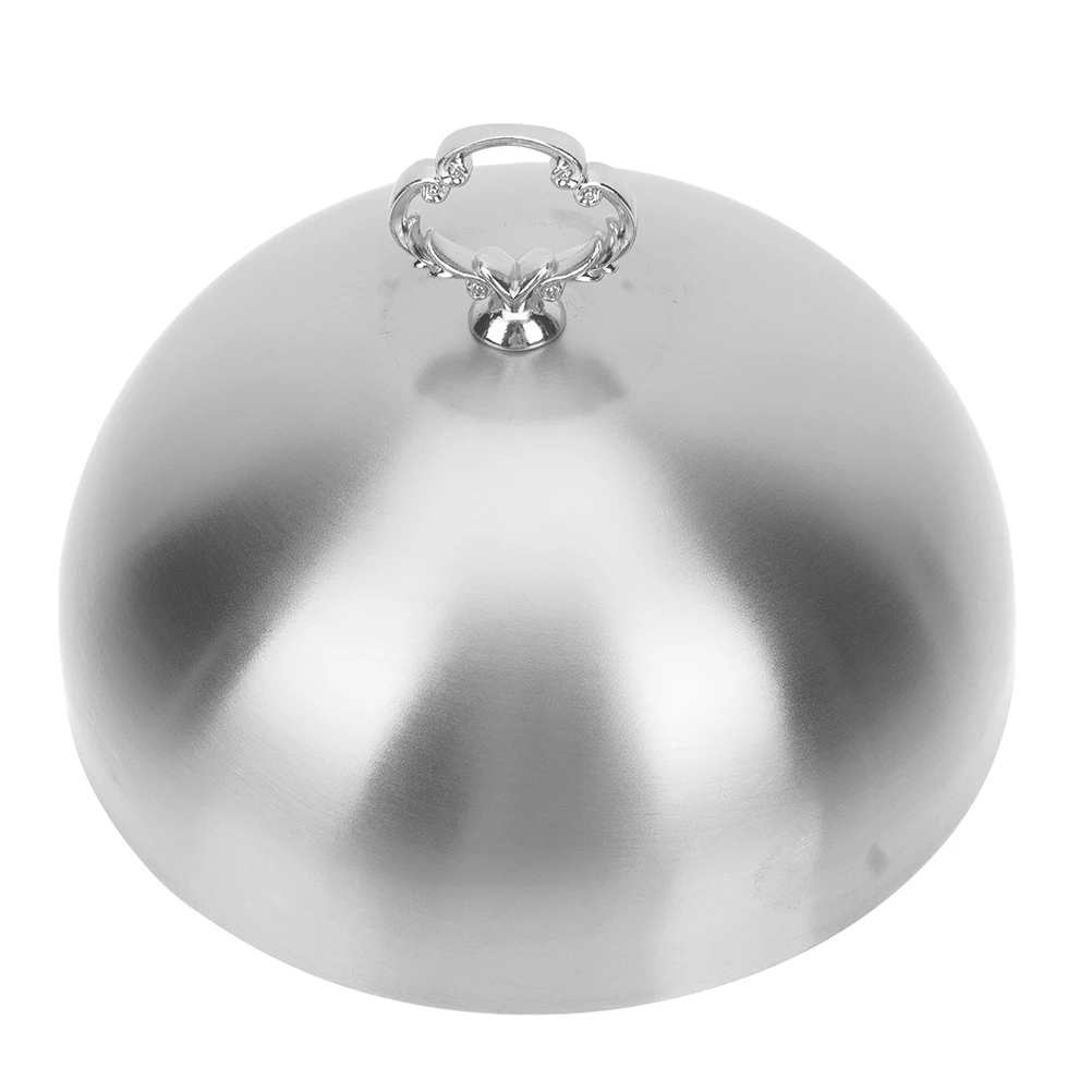 

Cheese Melting Dome Stainless Steel Round Basting Cover Steam Lid Handle Food Cover Kitchen Grill Griddle Anti Oil Splash 14Cm