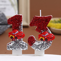 3D New Mcqueen Theme Party Candles Supplies Number 0-9  Birthday Party Cake Topper Baby Shower Decoration for  Party Supplies