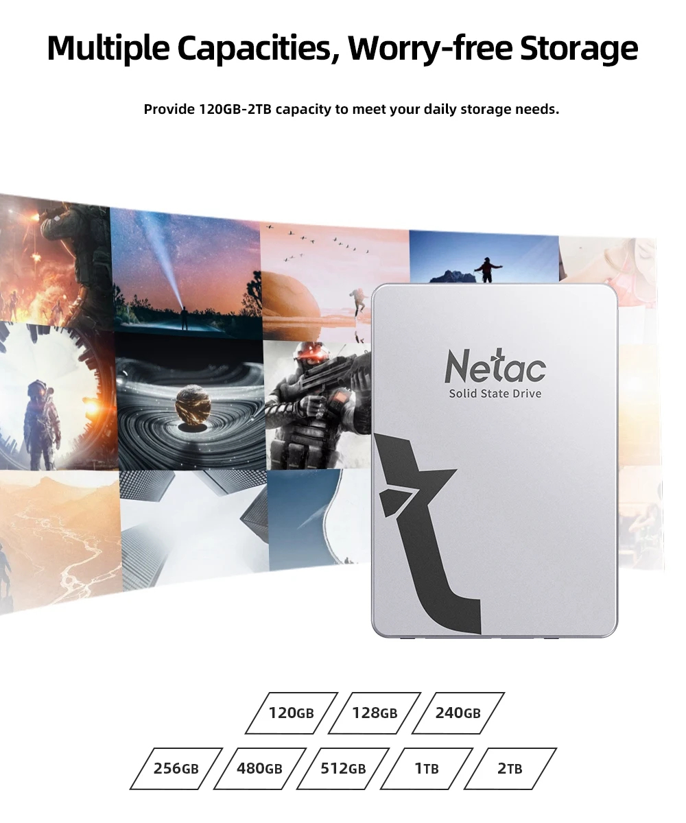 Netac SSD 1TB 2TB SATA 2,5 Zoll HDD SSD 128GB 256GB 512GB SSD-Laufwerk Festkörperlaufwerk für Desktop – Detail 7