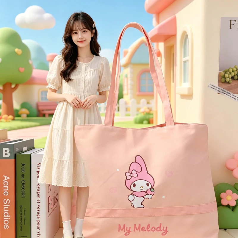 

Portable My Melody Crossbody Bag Cinnamoroll Embroidery Large Capacity Kuromi Shopping Bag Girl Portable One Shoulder