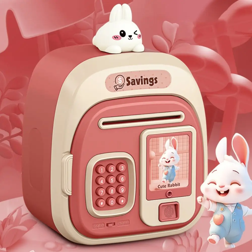 Blocco password Roll-Up automatico Risparmio Banca Promemoria vocale Impronta digitale - Cassetta di sicurezza intelligente protetta Orso e coniglio