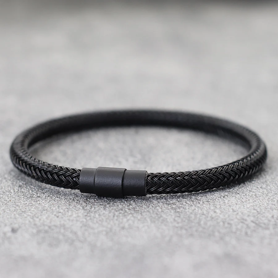 Nueva pulsera de alambre de acero inoxidable Premium para hombres, hebilla magnética, Braslet informal hecho a mano, accesorios de mano de Hiphop Rock, Pulseria