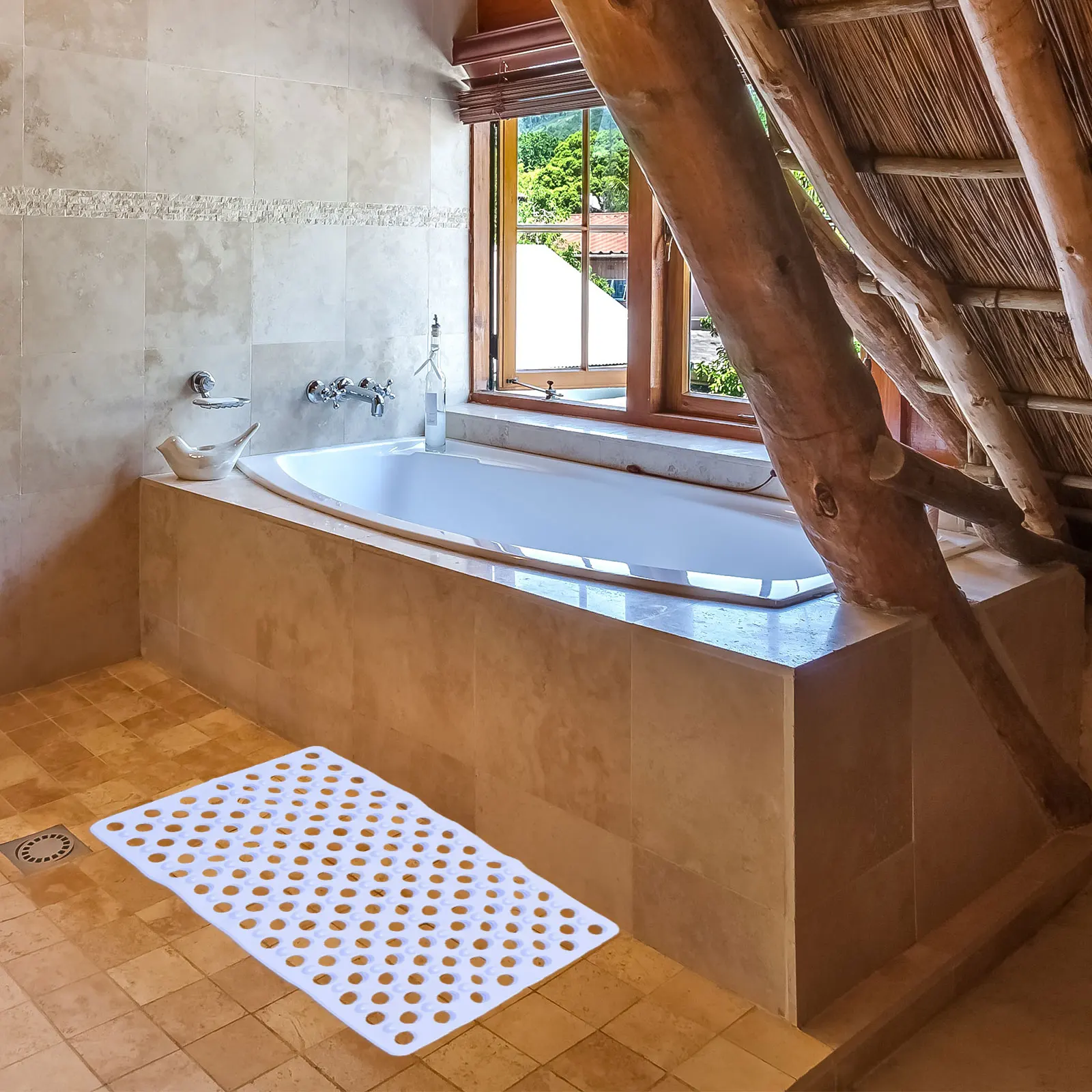 

Non slip Floor Mat 36x69cm Blue Bath Room Pad Shower Anti Skid Massage Bathroom Hotel Home Drainage Design Foot Pad for Bath