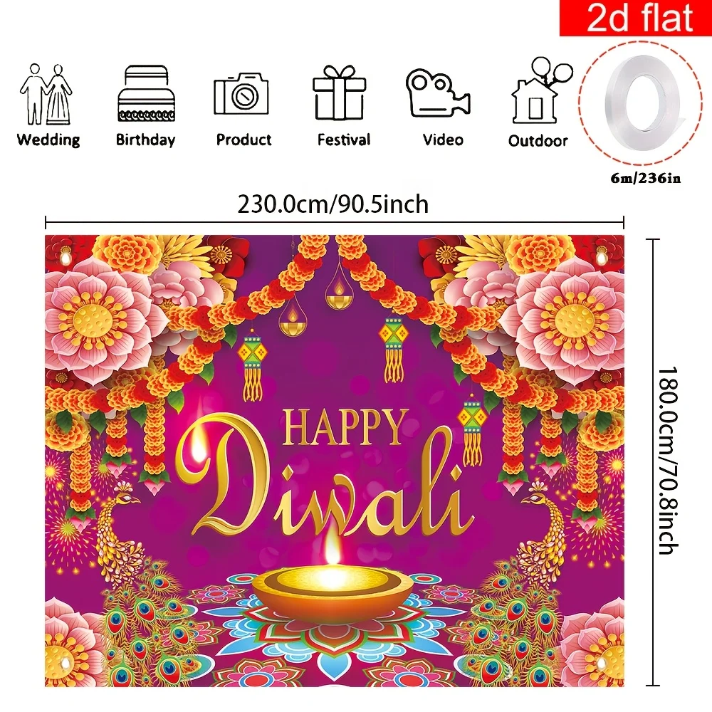 زخرفة لافتة خلفية ممتعة لديالي، ديكور معلق على الحائط لأسران ديوالي الهندية