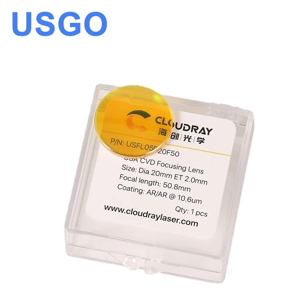 USGO Focus Lens USA CVD ZnSe DIA 12 15 18 19.05 20 FL 38.1 50.8 63.5 76.2 101.6 127mm for CO2 Laser Engraving Cutting Machine