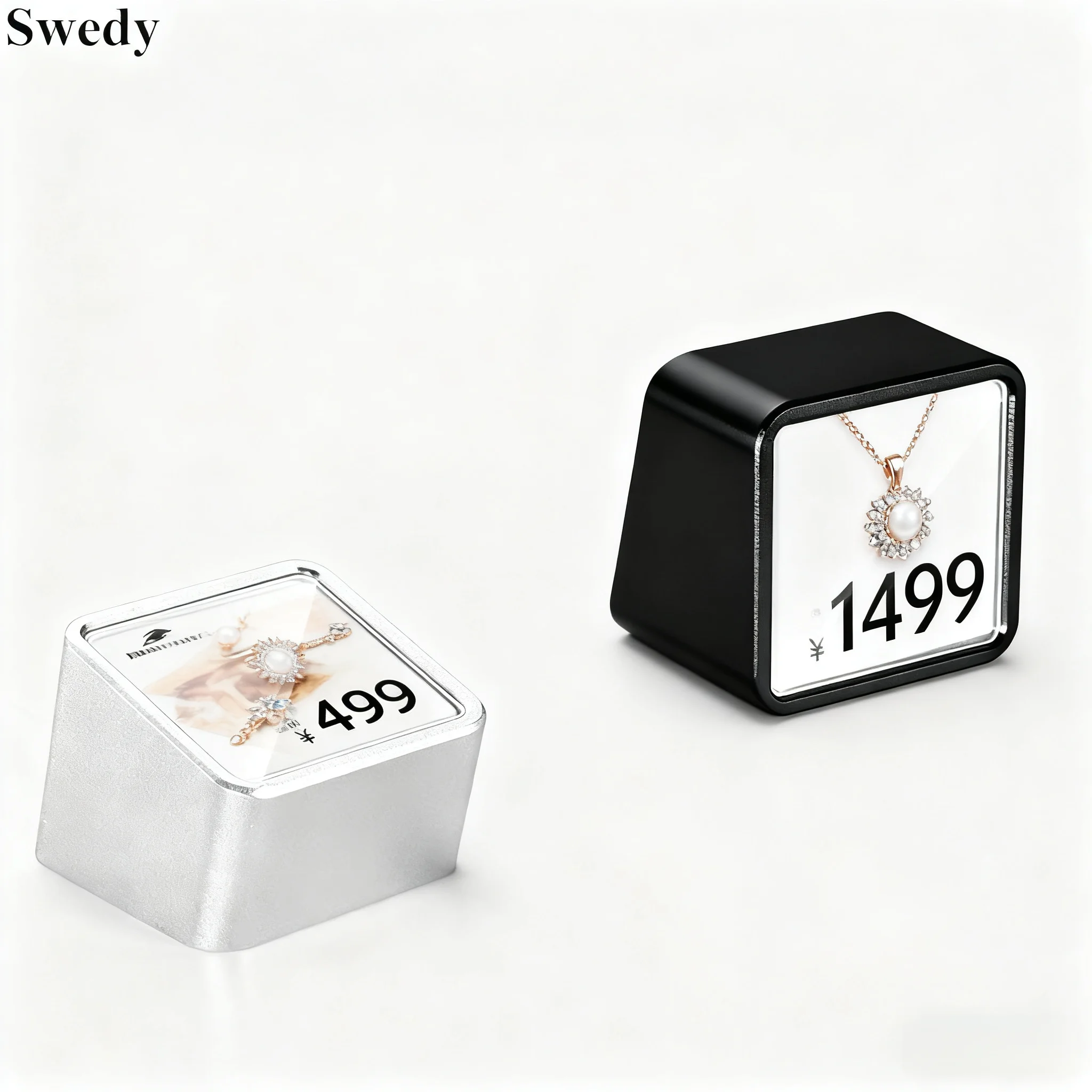 Aluminum Acrylic Price Tags Table Sign Holder Display Stand Watch Jewelry Ring Mini Price Label Paper Card Tags