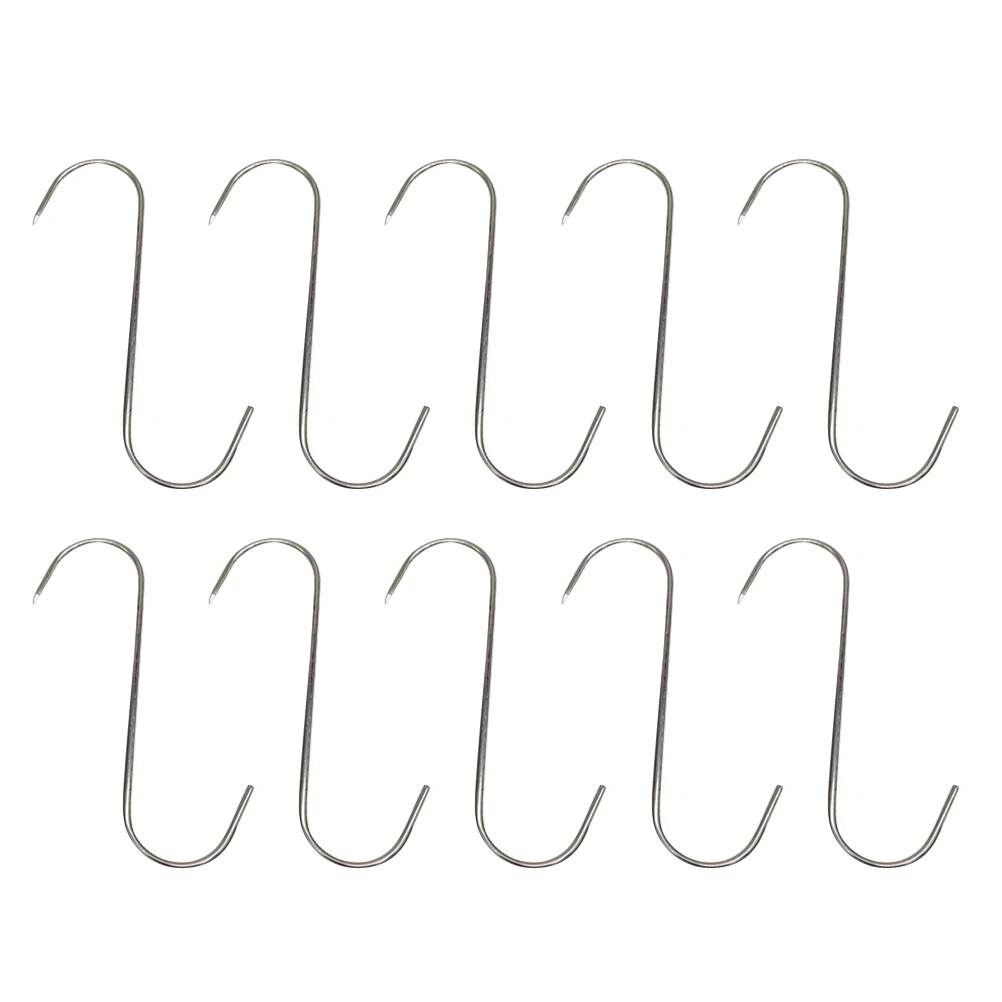 

10Pcs Stainless Steel Sharp Point Meat Hooks S Shape Hanging Hooks for Butcher Shops Bbq Smoking Grill Meat Hook
