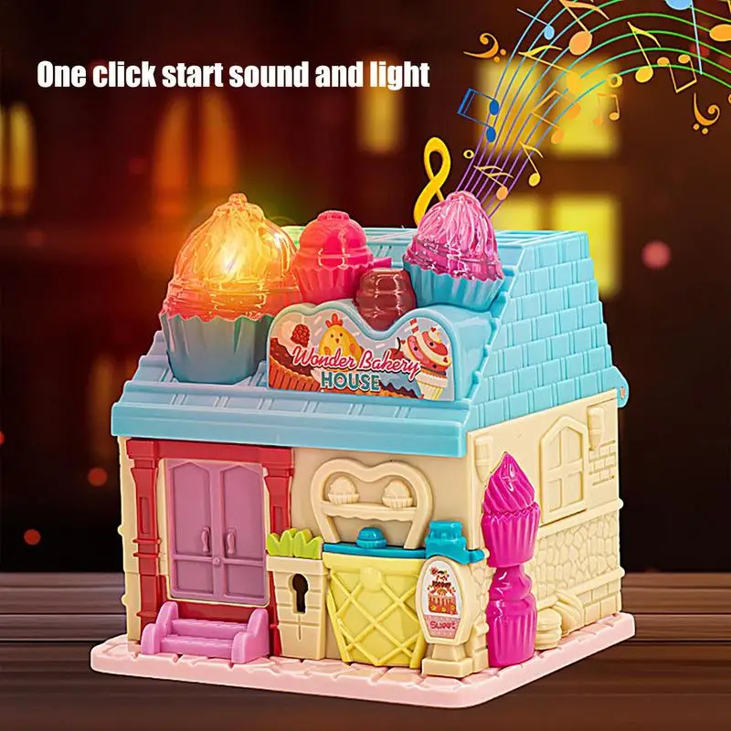 Mini maison de poupée princesse avec lumière LED, ensemble de jeu de construction, maison de courses de château, meubles en beurre, jouets de simulation, cadeau de Noël