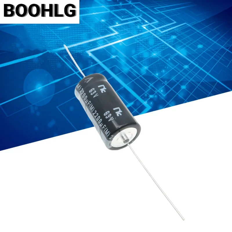 5PCS original NIC horizontal axial polarized aluminum electrolytic capacitor 63v 2200uf 18X40mm