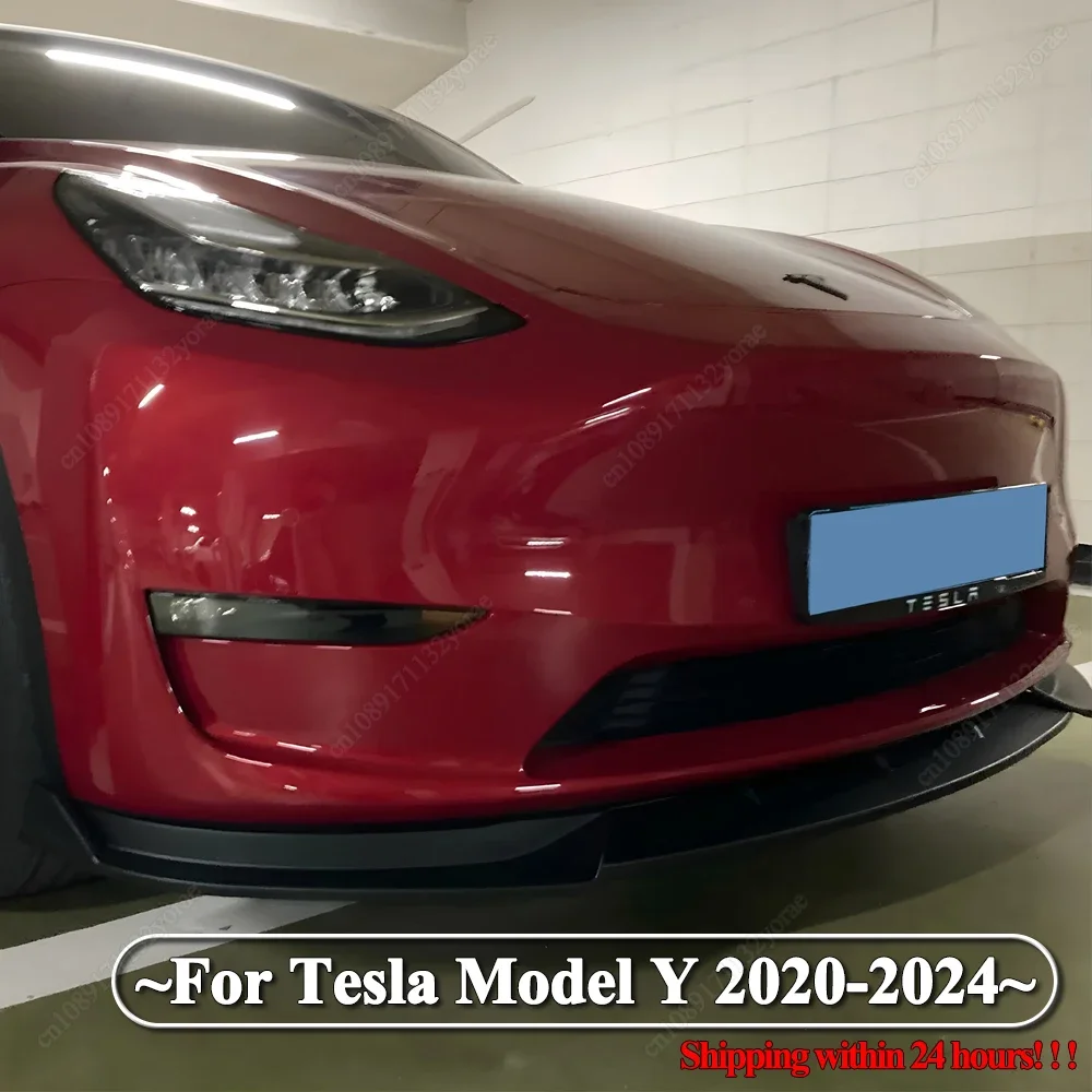 

3 шт. для Tesla Model Y 2020-2024 автомобильный передний бампер, дефлектор для губ, разделитель для подбородка, диффузор, комплект кузова, спойлер, аксессуары для тюнинга, черный