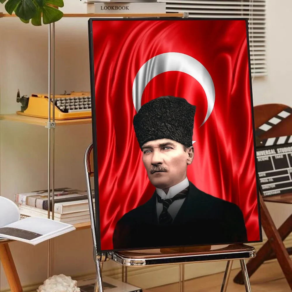 Turkish Mustafa Kemal Ataturk Classic Anime Poster Waterproof Paper Sticker Coffee House Bar Room Wall Decor