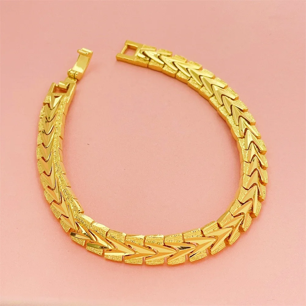 

Роскошный мужской браслет из чистого золота 24 карата 9999 пробы, кружевной браслет шириной 8 мм