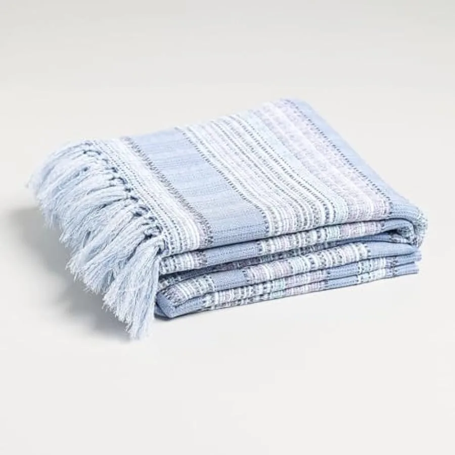 Periwinkle Blue Striped Throw Blanket | Large 56 X 65 Inches + 3.5