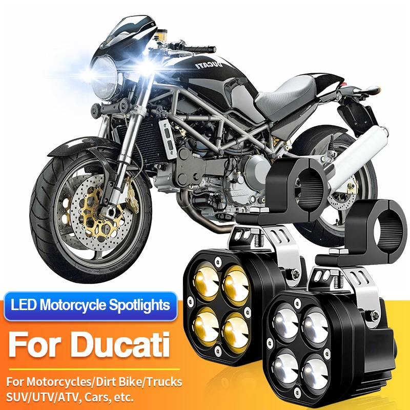

Комплект светодиодных фар для мотоциклов, двухцветные противотуманные фары-прожекторы для бездорожья, для Ducati Monster 1000/1100/1200/1200R/1200S/S2R/S4/S4RS