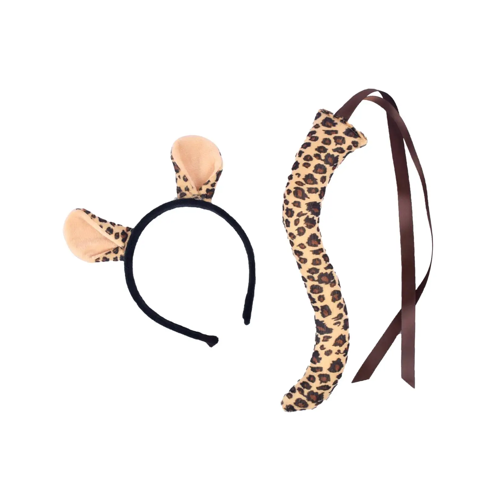 Brown Leopard Ears and Long Tail Headband Dressing up Cosplay for Fancy Party Birthday Gifts Stage Performance Prom Halloween