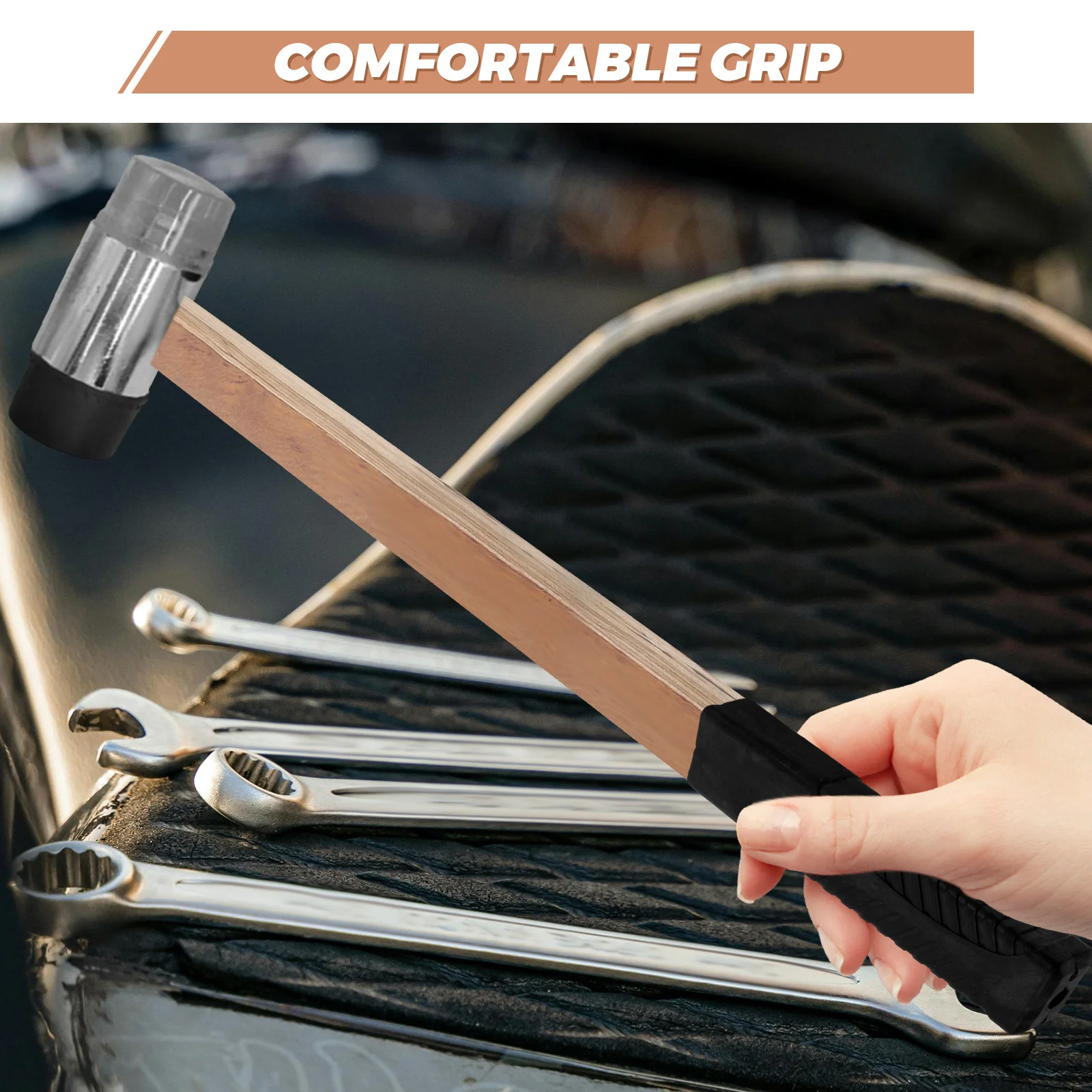 مقبض مطرقة بديل خشبي، مقبض أداة تصميم مستقيم للنجارة والنجارة والبناء، أداة يدوية للمطرقة #5