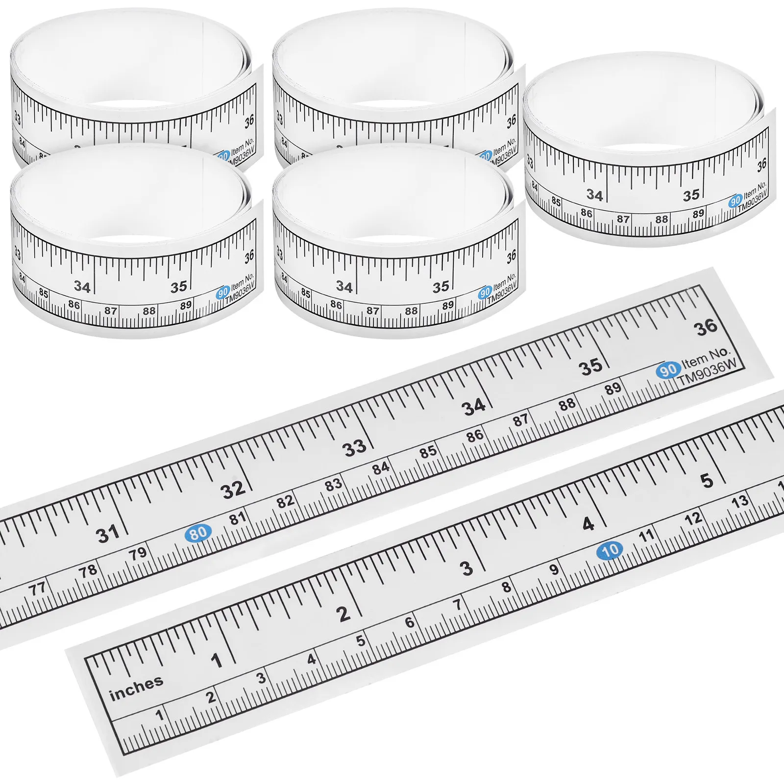 6Pcs Adhesive Tape Measure Sticky Ruler Peel Stick Paper Tape Measuring Tool Workbench Ruler for Home Office School Accurate