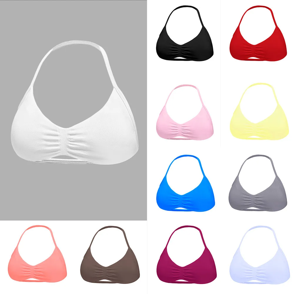 

2025 Black new seamless high-elastic nylon halter, pink bra, fitness and sports, white vest, beautiful back and body