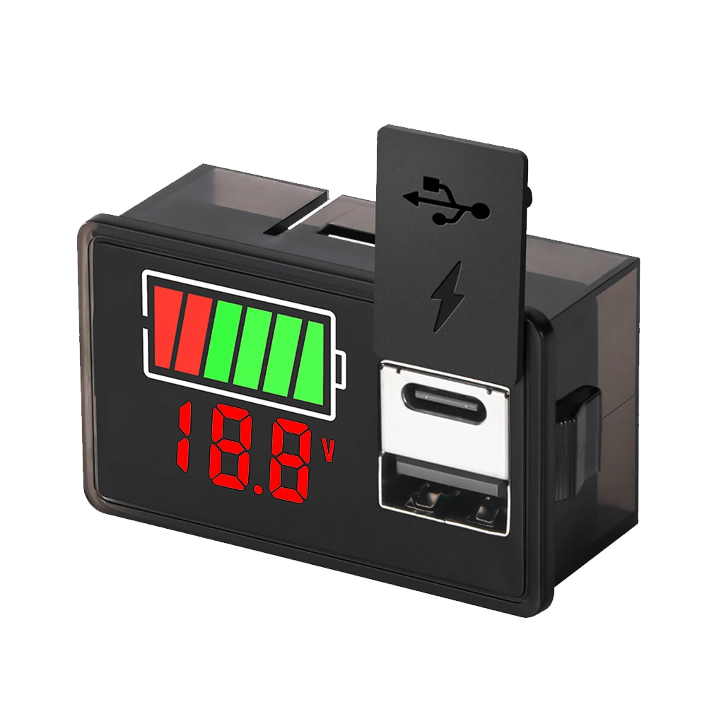 DC 8-30V Digital Display Battery Voltage Power Indicator USB+Type-C for ternary lithium battery/acid battery/iron lithium batter