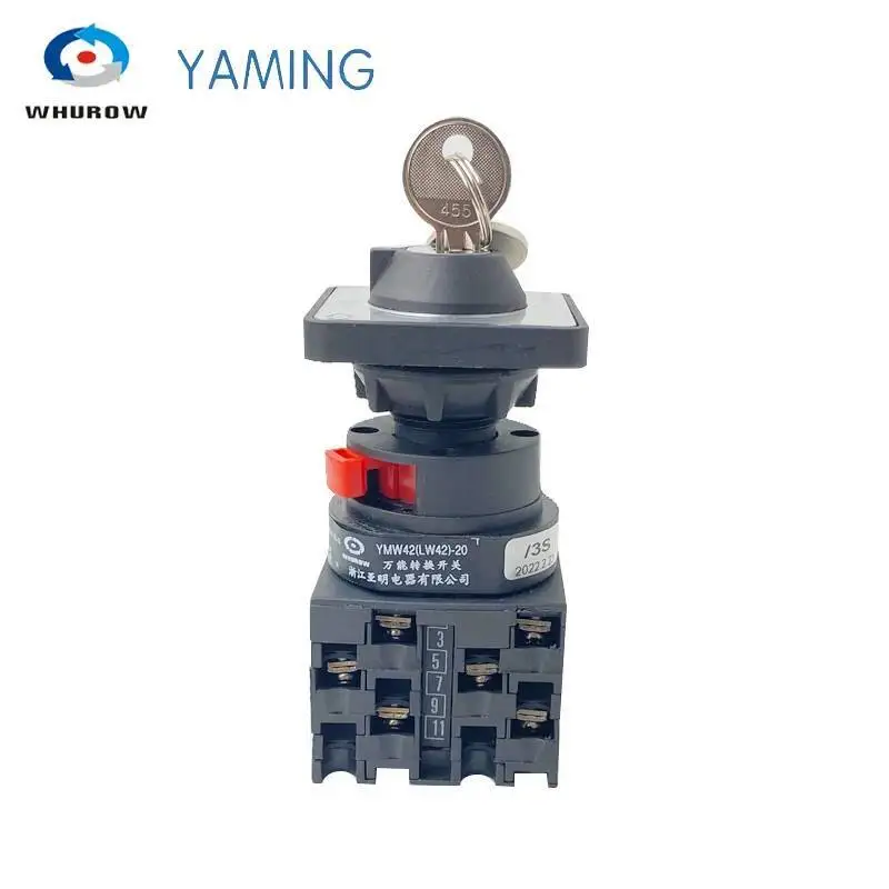 Yaming-Interruptor de leva de cambio rotativo eléctrico, dispositivo con llave de 690V, 20A, LW42, YMW42-20YS3/3S, 2 posiciones, 0-1, encendido-apagado, tres fases