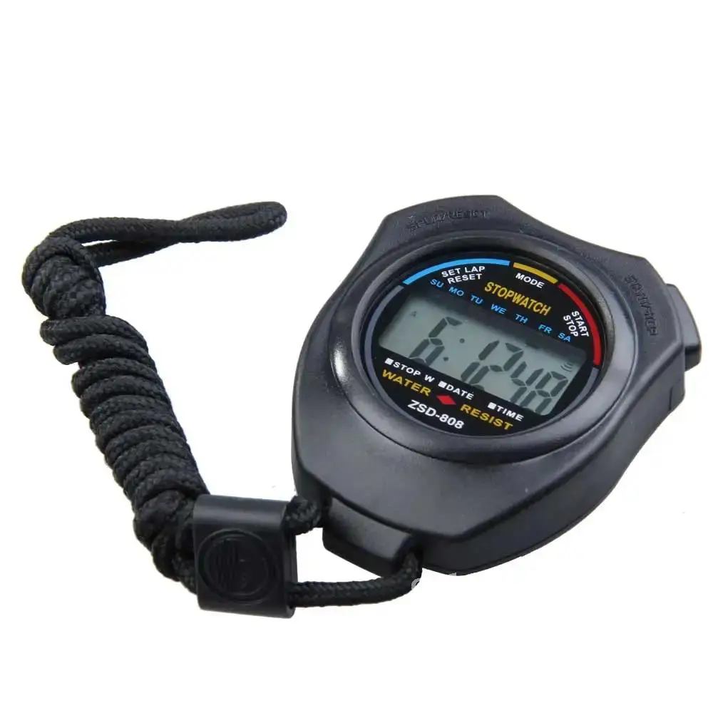 New Classic Waterproof Digital Professional Handheld LCD Handheld Sports Stopwatch Timer Stop Watch With String For Sports