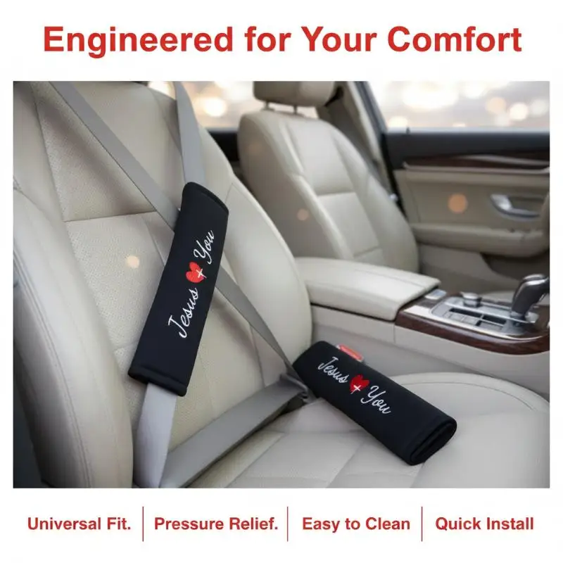 

Heart Embroidery Car Shoulder Pads for Seat Belts Enhancing Comfort and Aesthetics