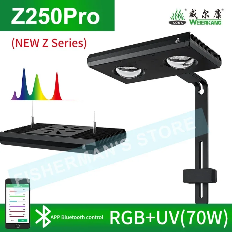 WEEK AQUA Z250Pro Spotlight RGB UV Full Spectrum Intelligent APP Control Sunrise And Sunset Led Aquarium Light For Fish Tank