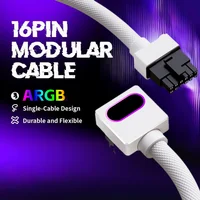 Cable Modular AIJS 16PIN 12VHPWR ARGB con 5V 3Pin 18AWG 90 °   Diseño macho a macho en ángulo recto, no compatible con 5090 / 3070