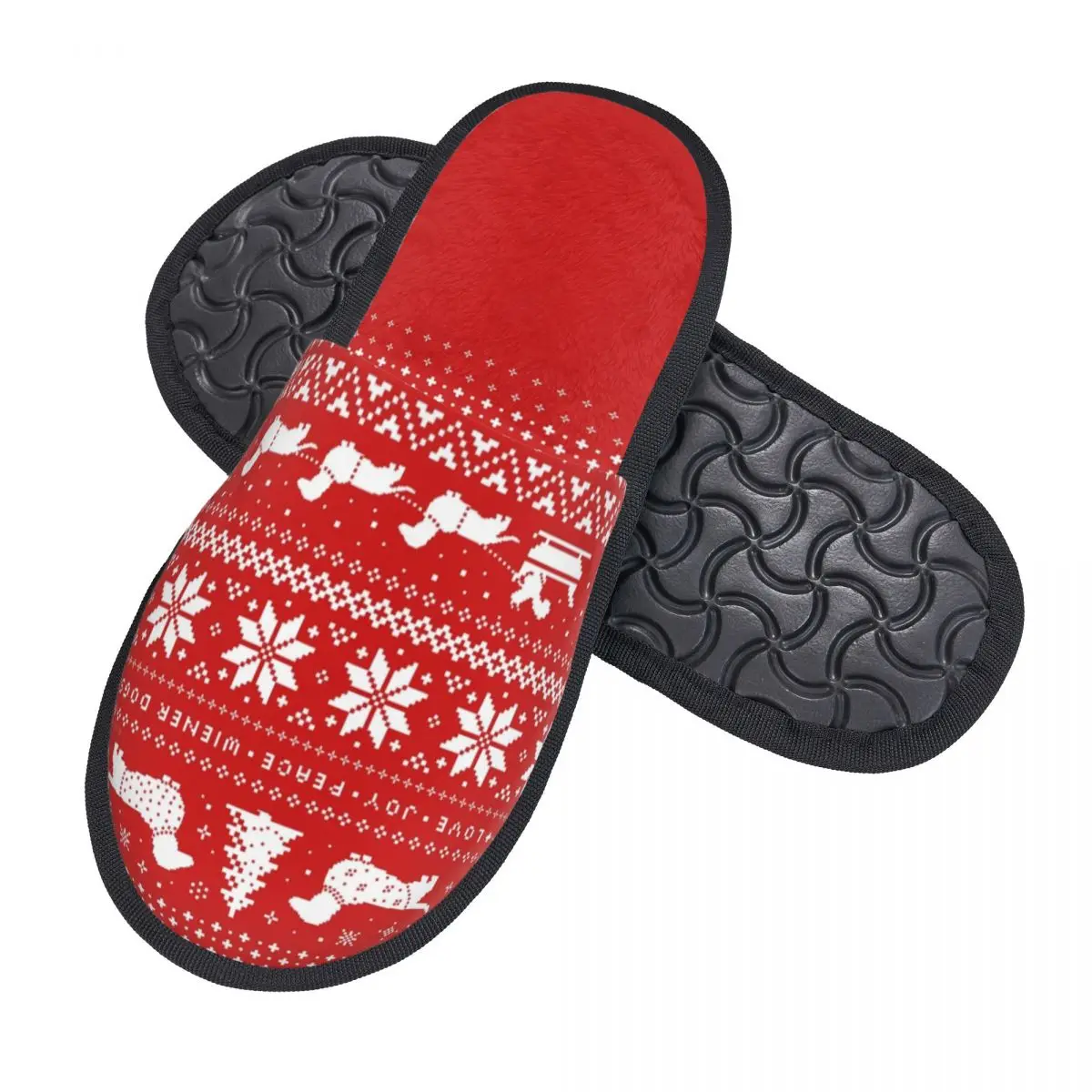 Custom Dachshund Dog Christmas Holiday House Slippers Women Comfy Memory Foam Animal Pet Slip On Spa Slipper Shoes