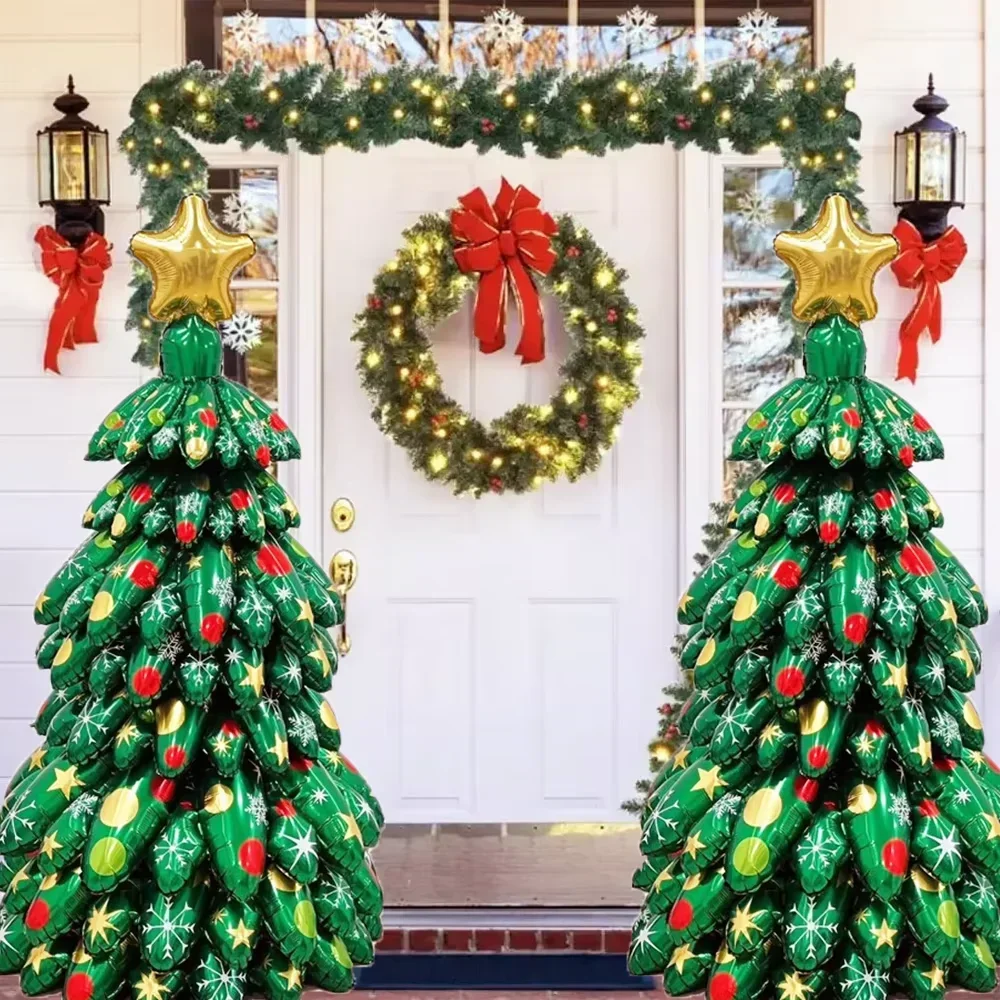 كبير الدائمة شجرة عيد الميلاد الحلي ثلاثية الأبعاد لتقوم بها بنفسك نفخ تقسم الألومنيوم احباط بالونات للمنزل السنة الجديدة عيد الميلاد زينة مجموعة